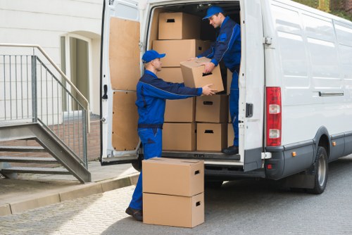 Packed belongings ready for transport during a removal service