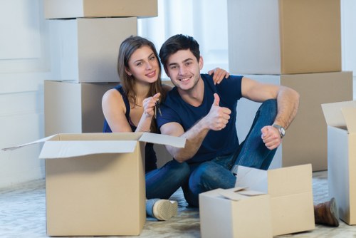 Loading furniture and boxes into a removal truck