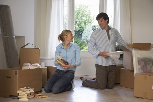Organized South Kensington removals service with packed moving boxes