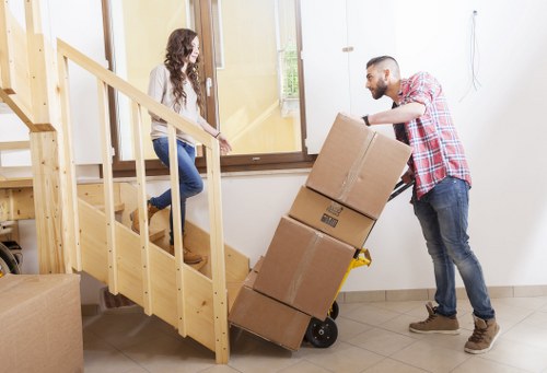 Local removals planning notes, boxes, and furniture for a South Kensington move